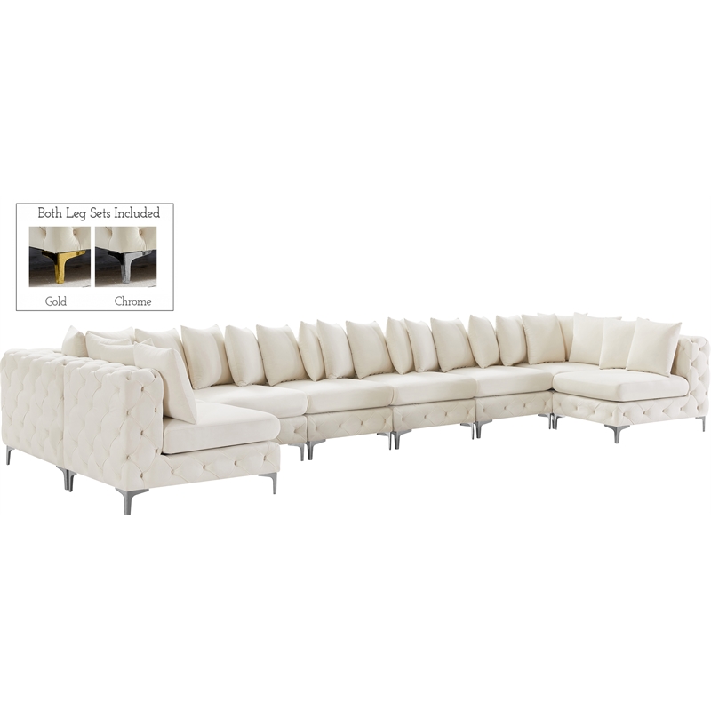 Meridian Furniture Tremblay Cream Velvet Modular Sectional