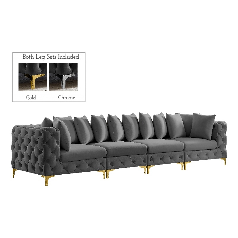 Meridian Furniture Tremblay Grey Velvet Modular Sofa