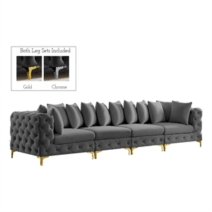 Meridian Furniture Tremblay Grey Velvet Modular Sofa