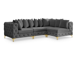 Meridian Furniture Tremblay Grey Velvet Modular Sectional