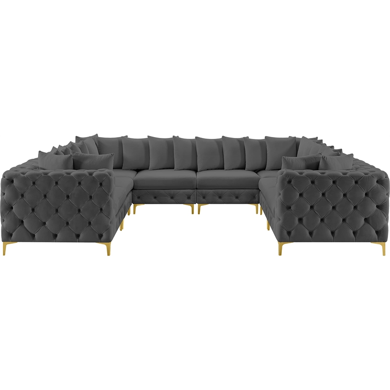 Meridian Furniture Tremblay Grey Velvet Modular Sectional