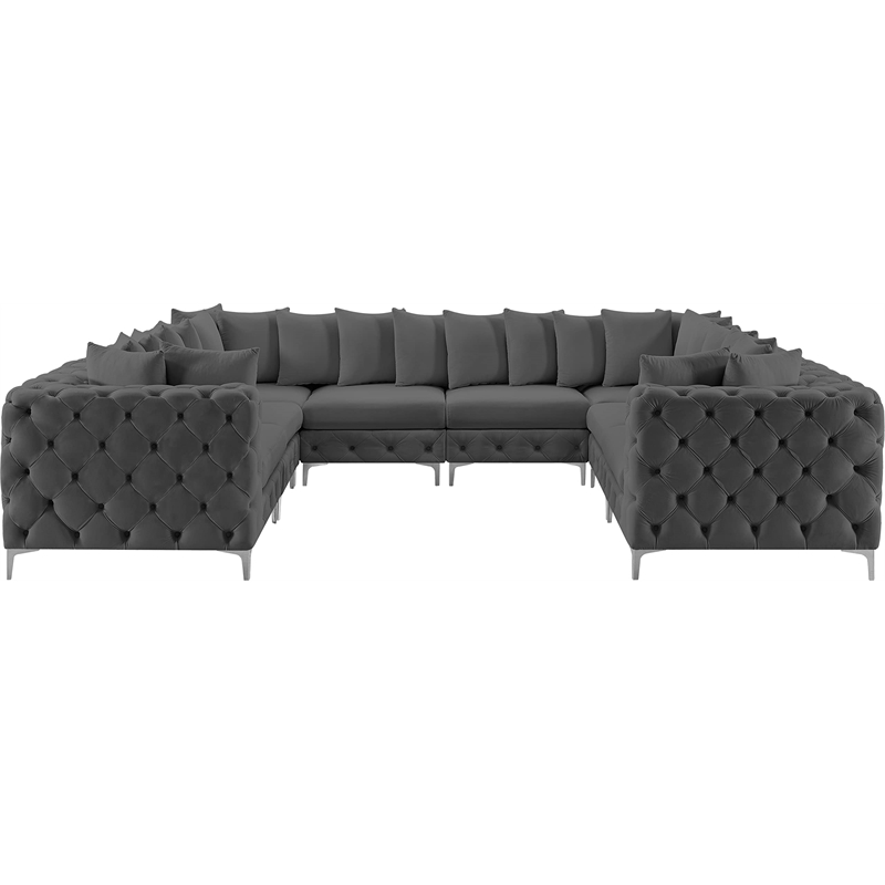 Meridian Furniture Tremblay Grey Velvet Modular Sectional