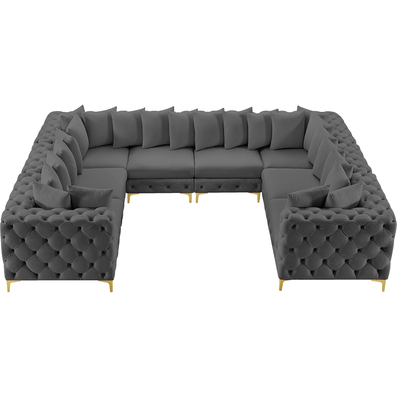 Meridian Furniture Tremblay Grey Velvet Modular Sectional