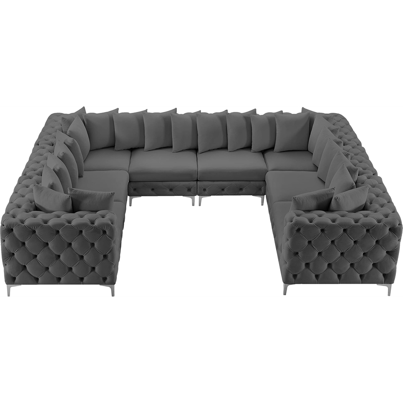 Meridian Furniture Tremblay Grey Velvet Modular Sectional