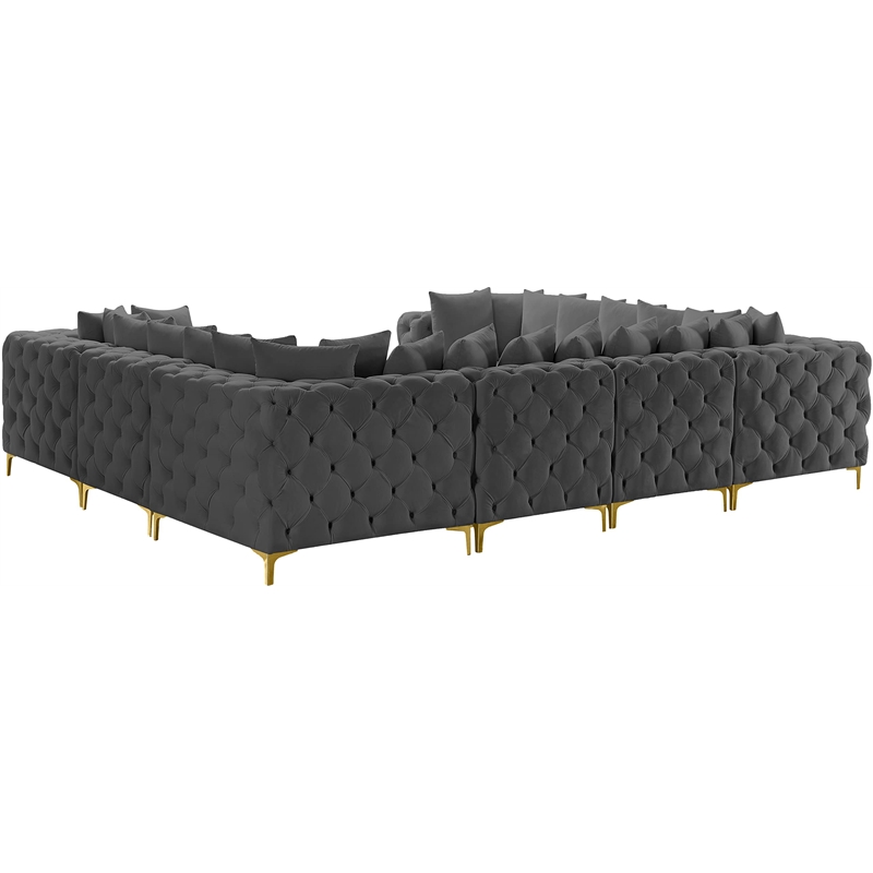 Meridian Furniture Tremblay Grey Velvet Modular Sectional