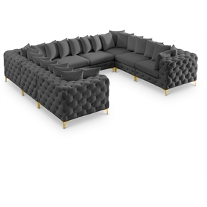 Meridian Furniture Tremblay Grey Velvet Modular Sectional
