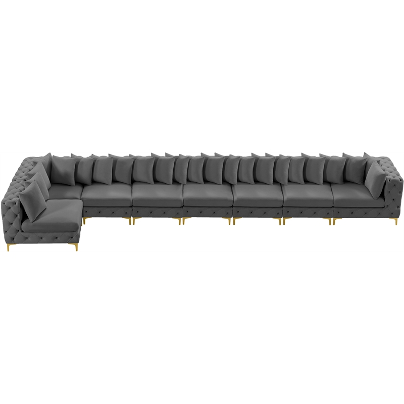 Meridian Furniture Tremblay Grey Velvet Modular Sectional