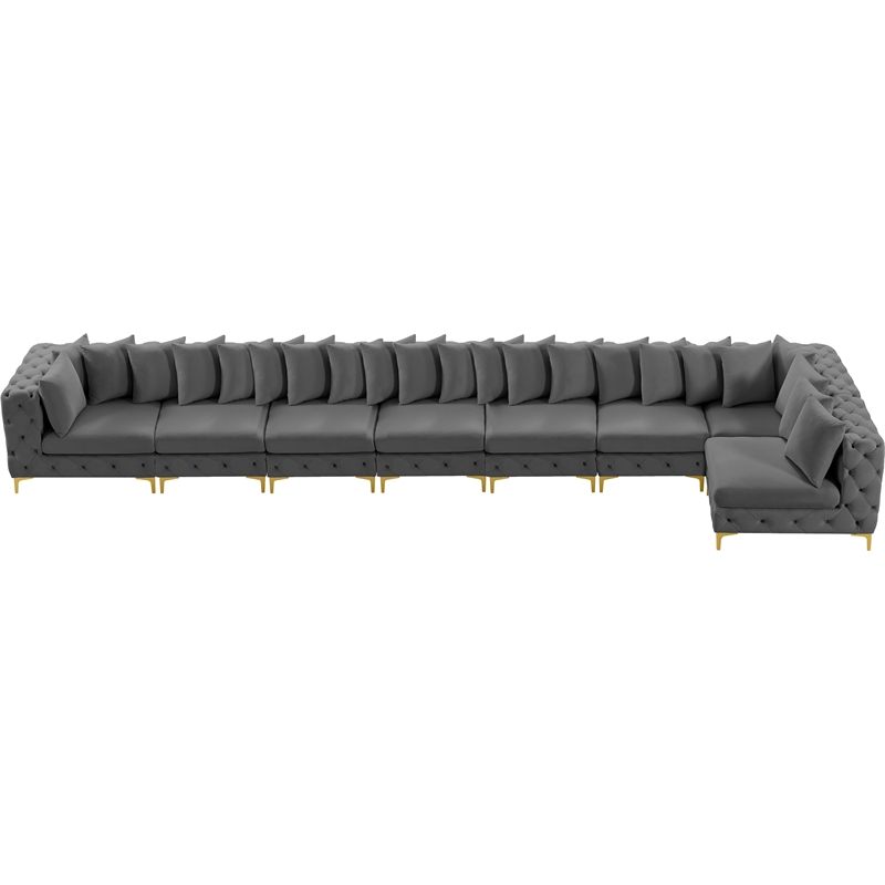 Meridian Furniture Tremblay Grey Velvet Modular Sectional