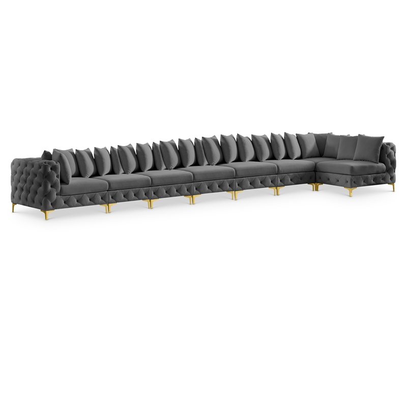 Meridian Furniture Tremblay Grey Velvet Modular Sectional
