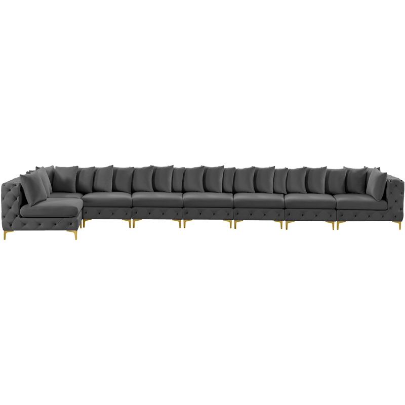 Meridian Furniture Tremblay Grey Velvet Modular Sectional