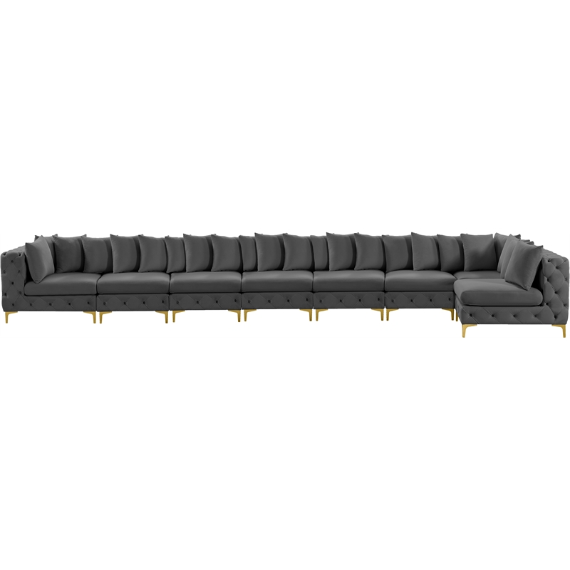 Meridian Furniture Tremblay Grey Velvet Modular Sectional