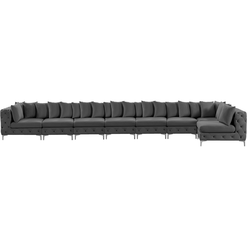 Meridian Furniture Tremblay Grey Velvet Modular Sectional