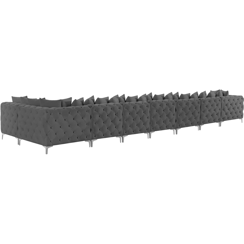 Meridian Furniture Tremblay Grey Velvet Modular Sectional