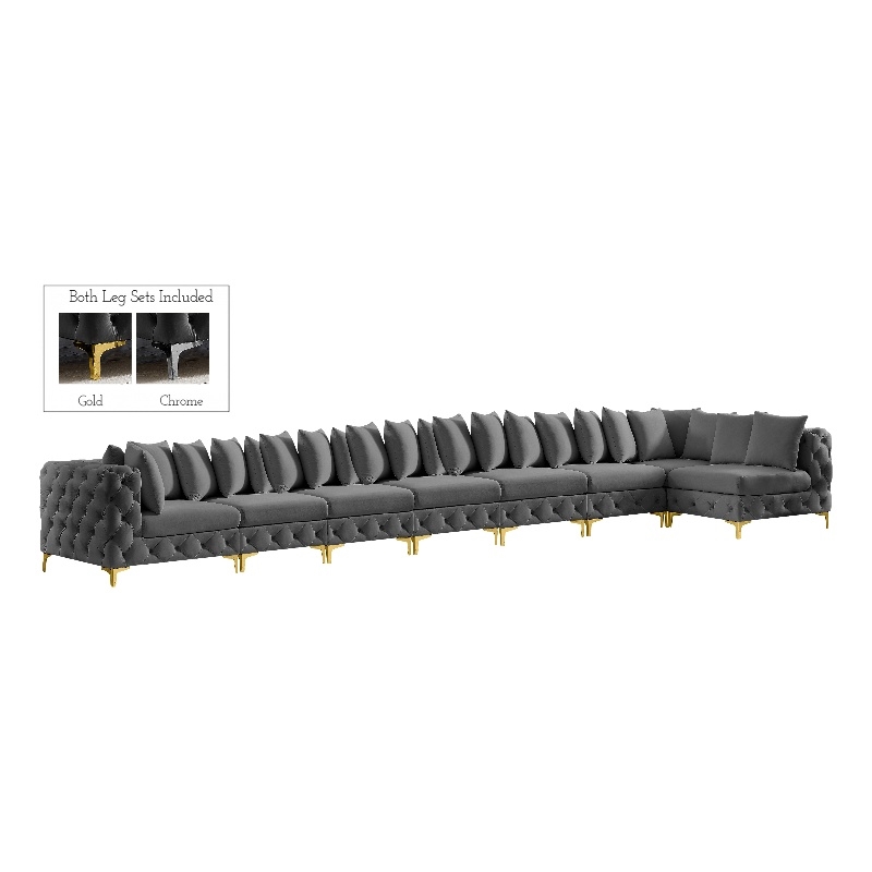 Meridian Furniture Tremblay Grey Velvet Modular Sectional