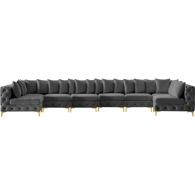 Meridian Furniture Tremblay Grey Velvet Modular Sectional