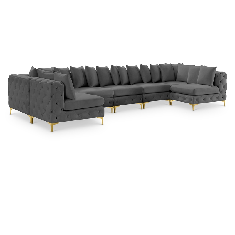 Meridian Furniture Tremblay Grey Velvet Modular Sectional