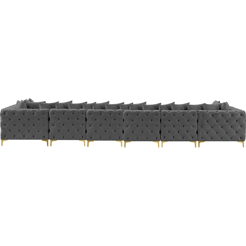 Meridian Furniture Tremblay Grey Velvet Modular Sectional