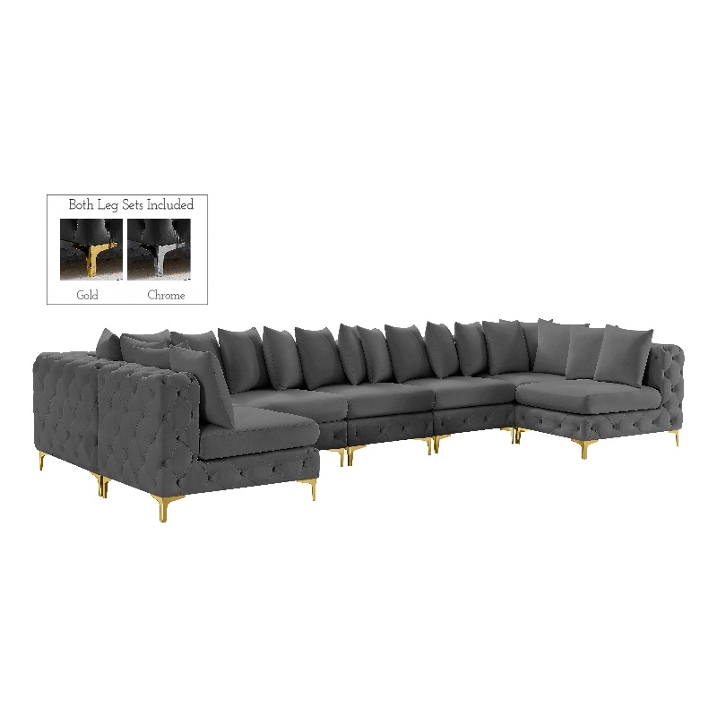 Meridian Furniture Tremblay Grey Velvet Modular Sectional