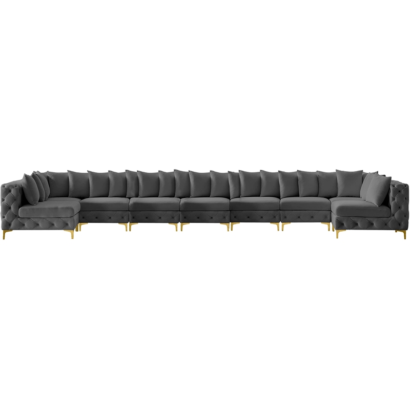 Meridian Furniture Tremblay Grey Velvet Modular Sectional