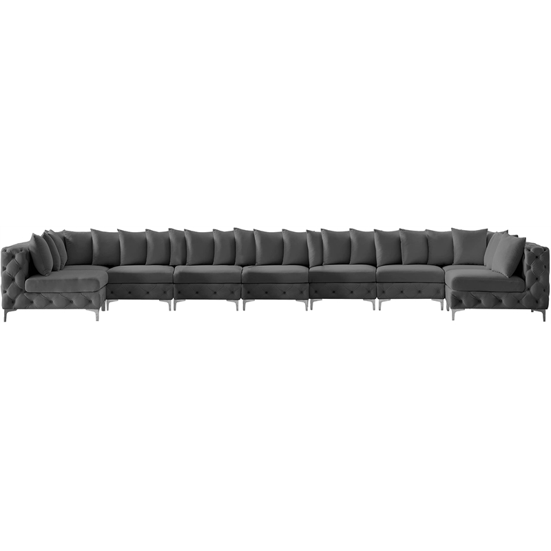 Meridian Furniture Tremblay Grey Velvet Modular Sectional