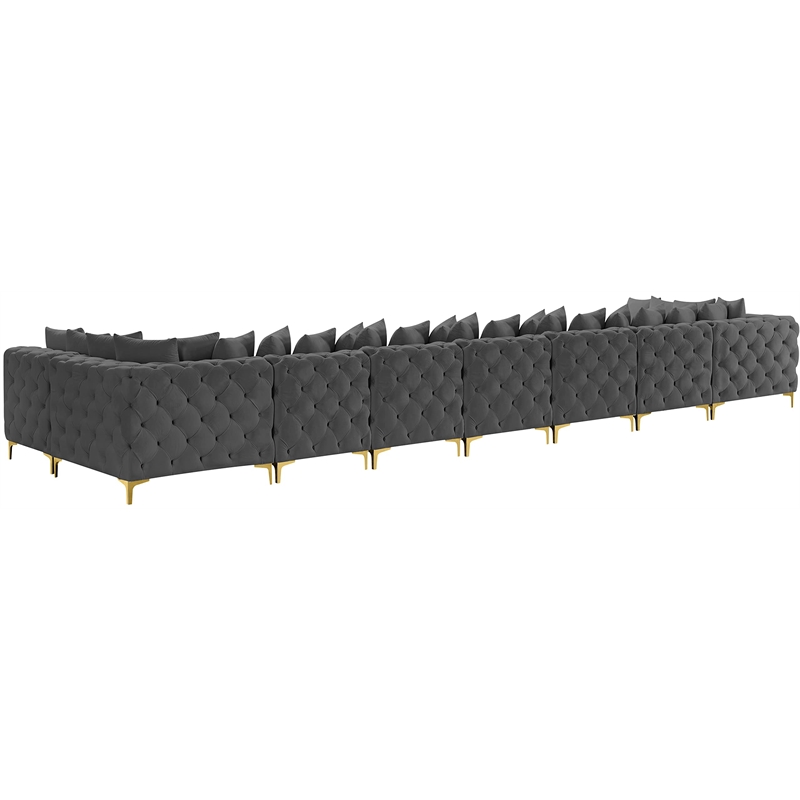 Meridian Furniture Tremblay Grey Velvet Modular Sectional