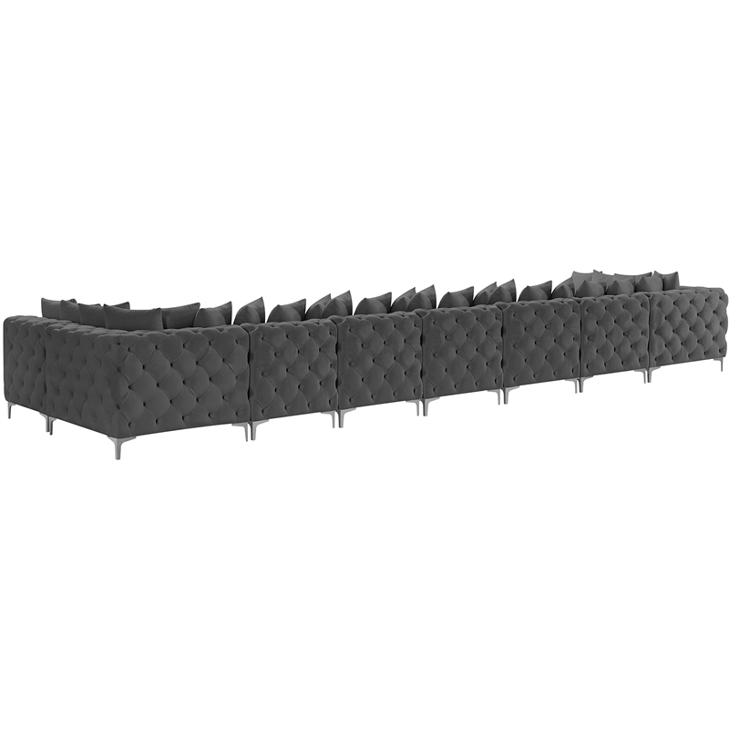 Meridian Furniture Tremblay Grey Velvet Modular Sectional