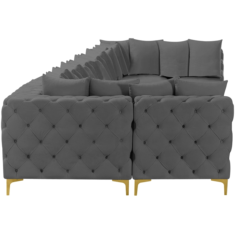 Meridian Furniture Tremblay Grey Velvet Modular Sectional