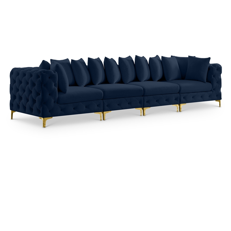 Meridian Furniture Tremblay Navy Velvet Modular Sofa