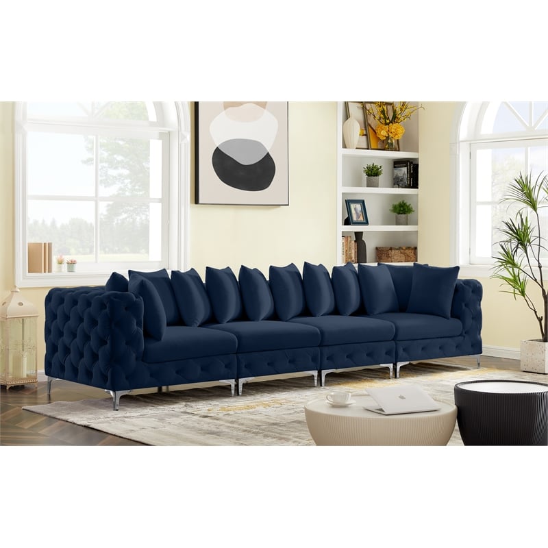 Meridian Furniture Tremblay Navy Velvet Modular Sofa