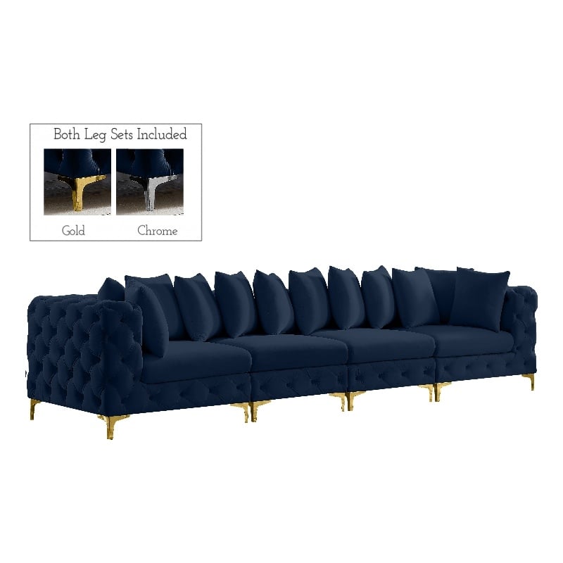 Meridian Furniture Tremblay Navy Velvet Modular Sofa