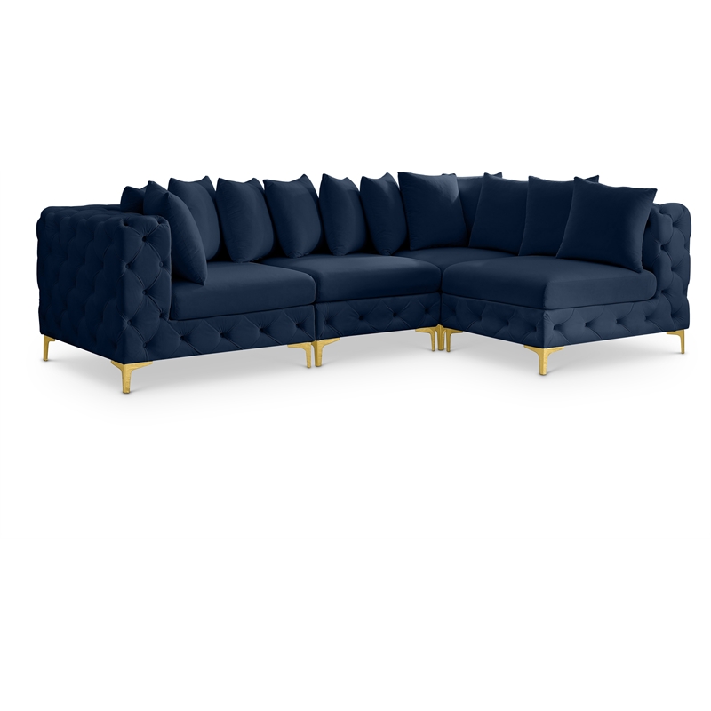 Meridian Furniture Tremblay Navy Velvet Modular Sectional