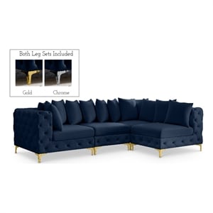 Meridian Furniture Tremblay Navy Velvet Modular Sectional