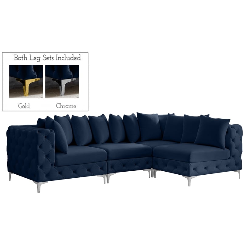 Meridian Furniture Tremblay Navy Velvet Modular Sectional