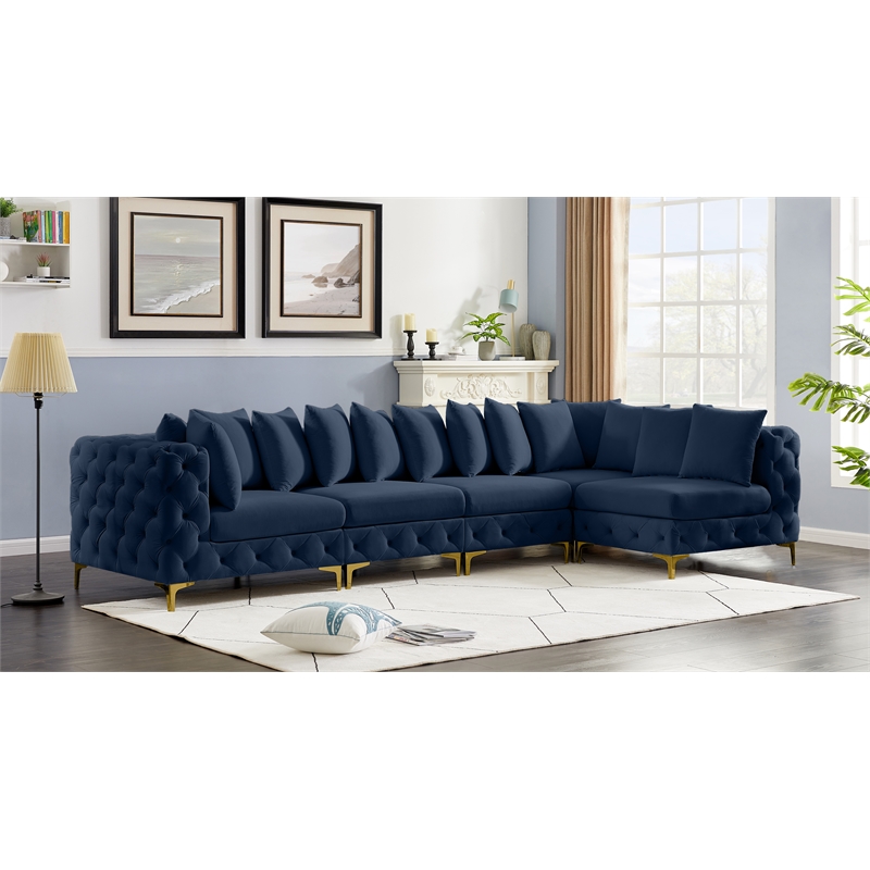 Meridian Furniture Tremblay Navy Velvet Modular Sectional