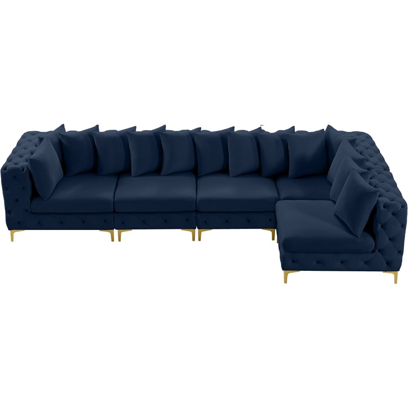 Meridian Furniture Tremblay Navy Velvet Modular Sectional