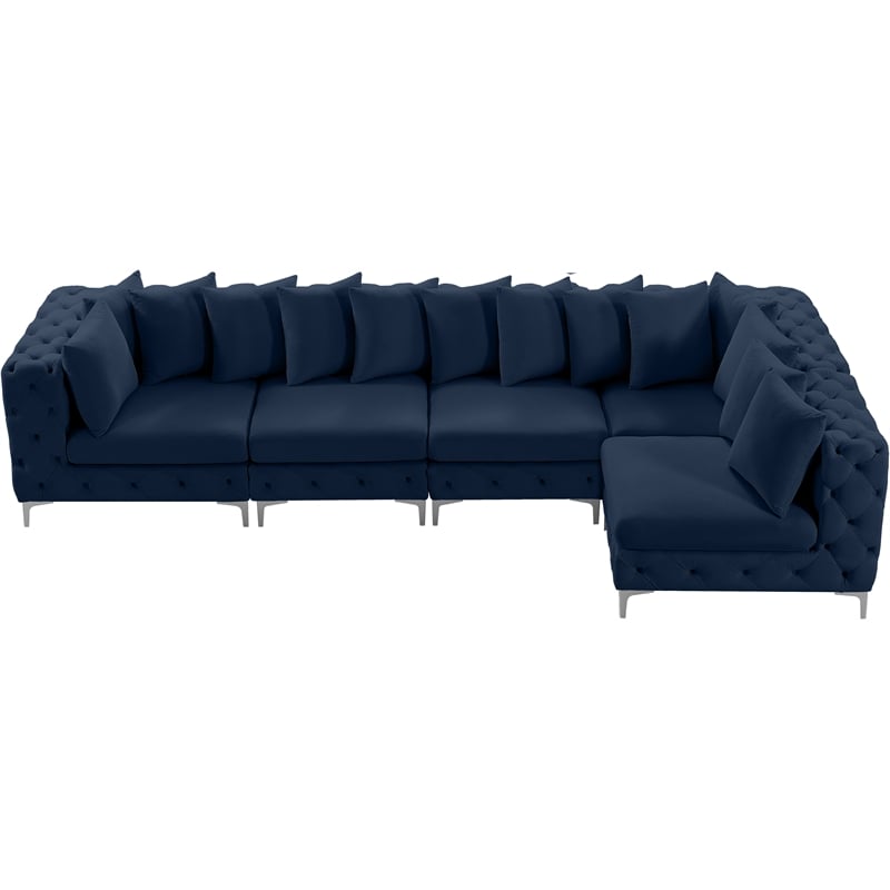 Meridian Furniture Tremblay Navy Velvet Modular Sectional