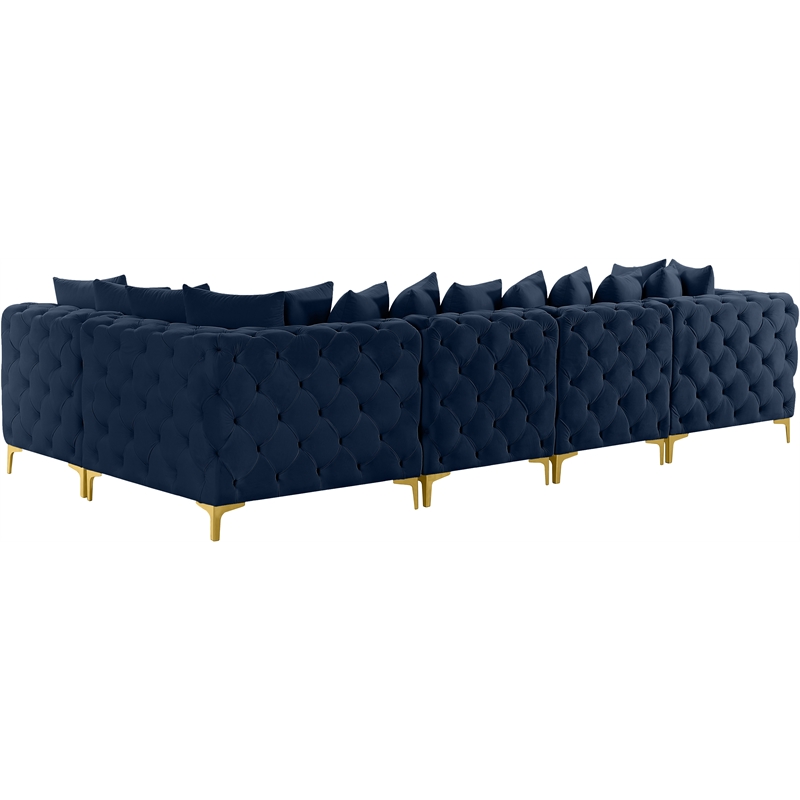 Meridian Furniture Tremblay Navy Velvet Modular Sectional