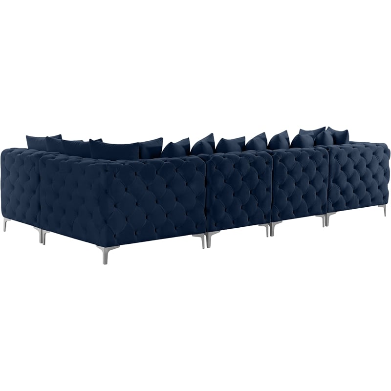 Meridian Furniture Tremblay Navy Velvet Modular Sectional