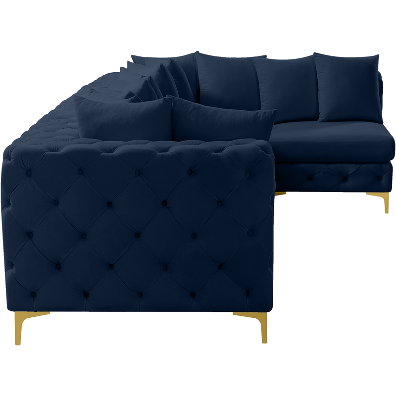 Meridian Furniture Tremblay Navy Velvet Modular Sectional