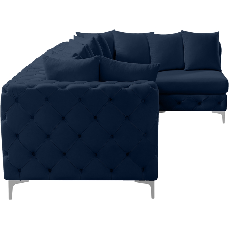 Meridian Furniture Tremblay Navy Velvet Modular Sectional