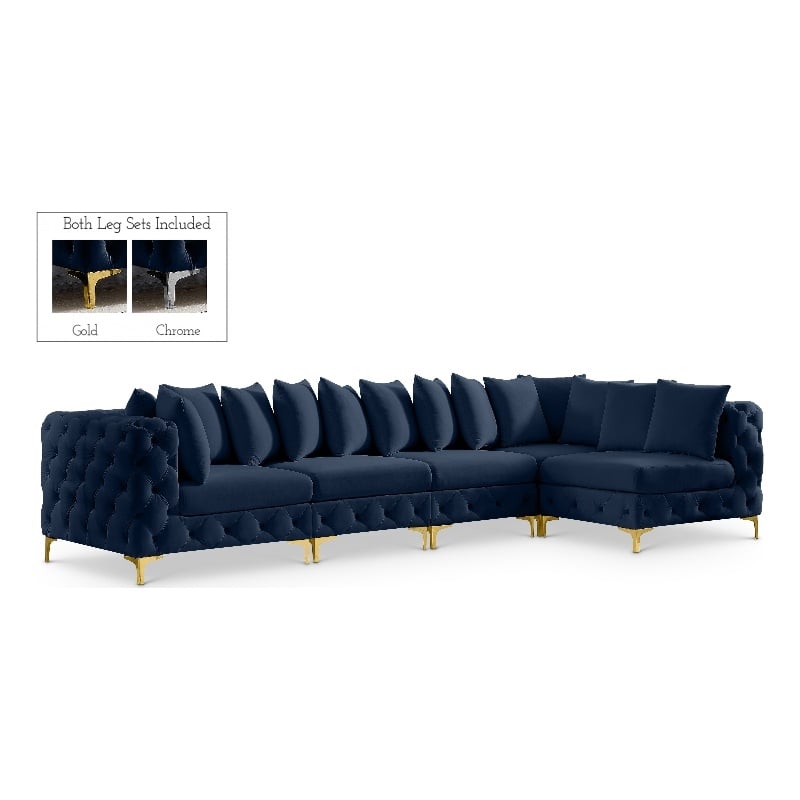 Meridian Furniture Tremblay Navy Velvet Modular Sectional