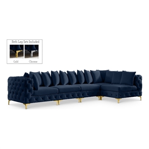 Meridian Furniture Tremblay Navy Velvet Modular Sectional
