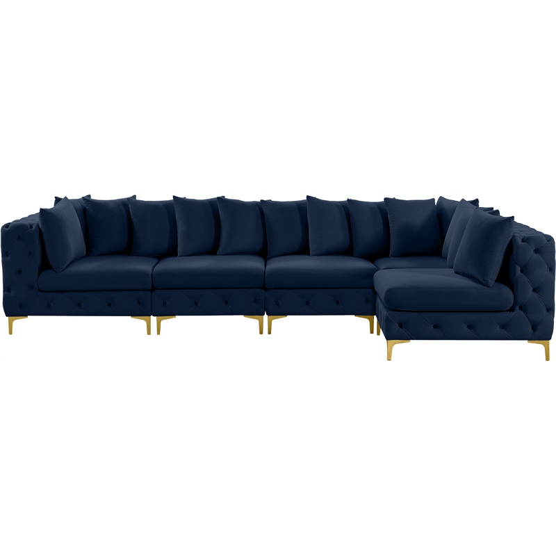 Meridian Furniture Tremblay Navy Velvet Modular Sectional