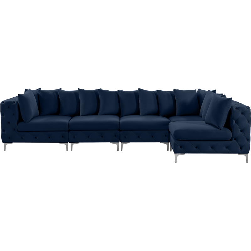 Meridian Furniture Tremblay Navy Velvet Modular Sectional