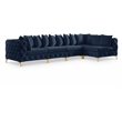 Meridian Furniture Tremblay Navy Velvet Modular Sectional