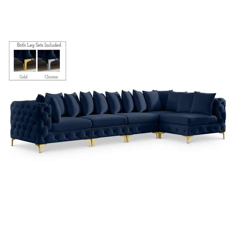 Meridian Furniture Tremblay Navy Velvet Modular Sectional