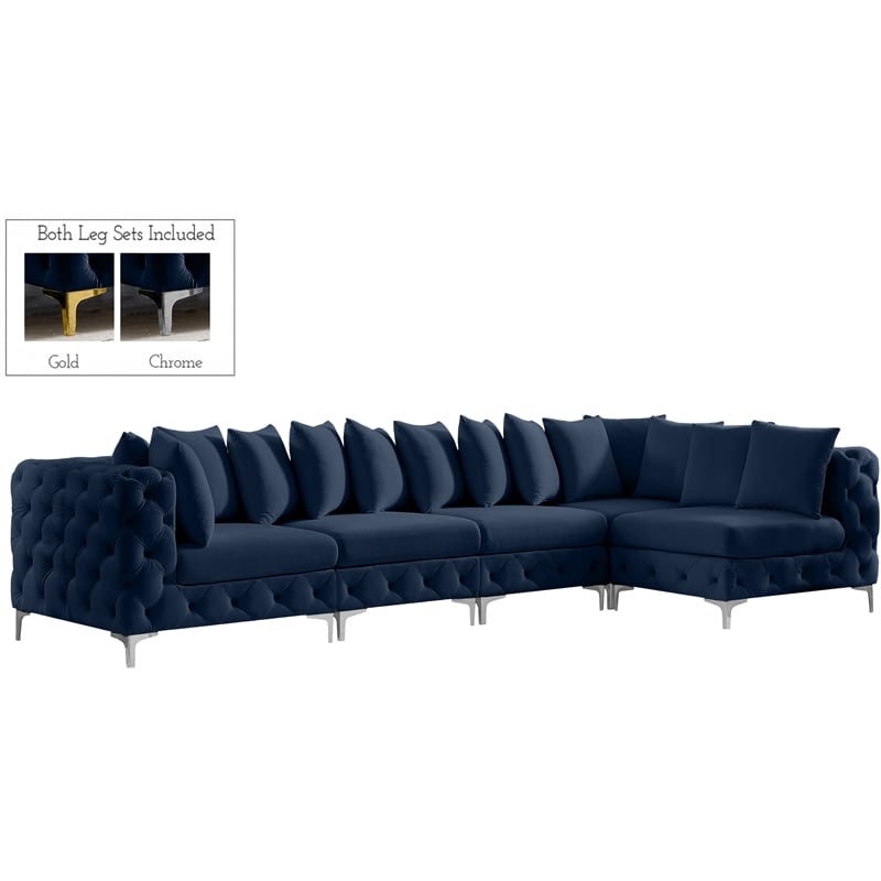 Meridian Furniture Tremblay Navy Velvet Modular Sectional