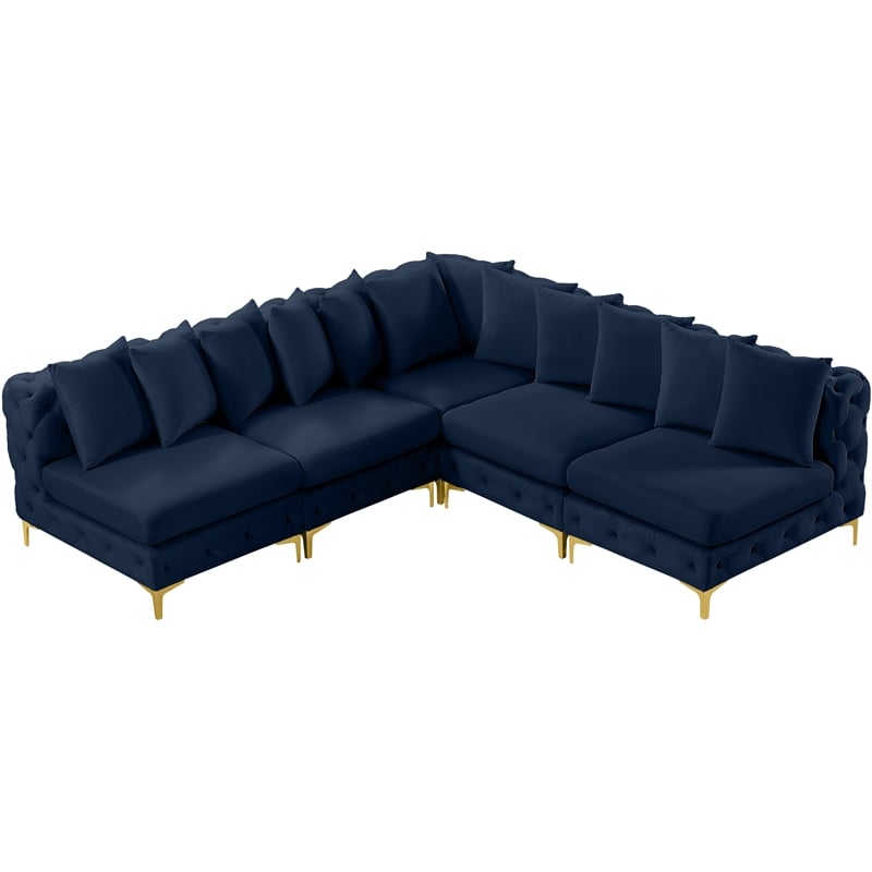 Meridian Furniture Tremblay Navy Velvet Modular Sectional