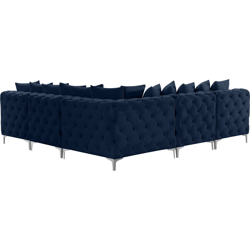 Meridian Furniture Tremblay Navy Velvet Modular Sectional