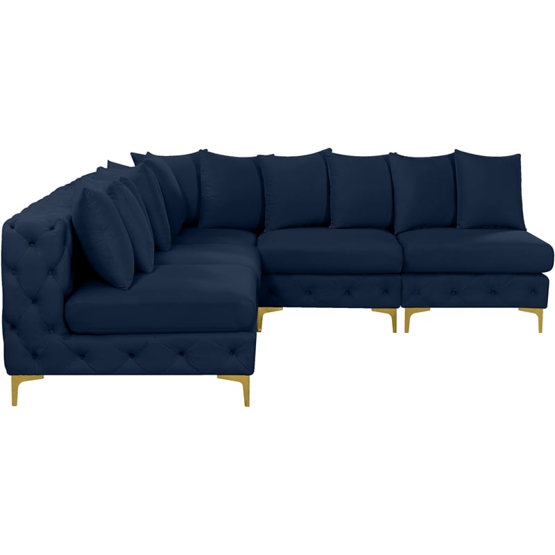Meridian Furniture Tremblay Navy Velvet Modular Sectional